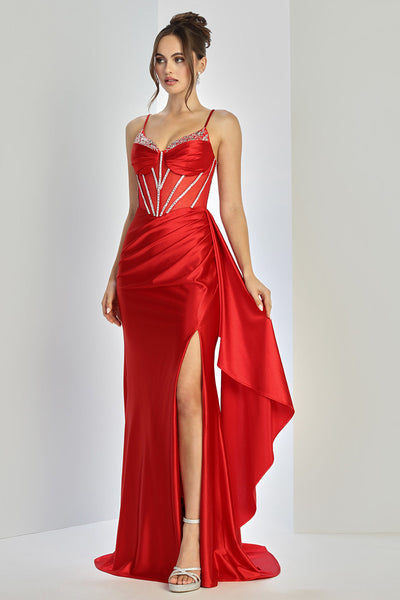 Prom Dresses Beaded Prom Long Corset Formal Dress Red
