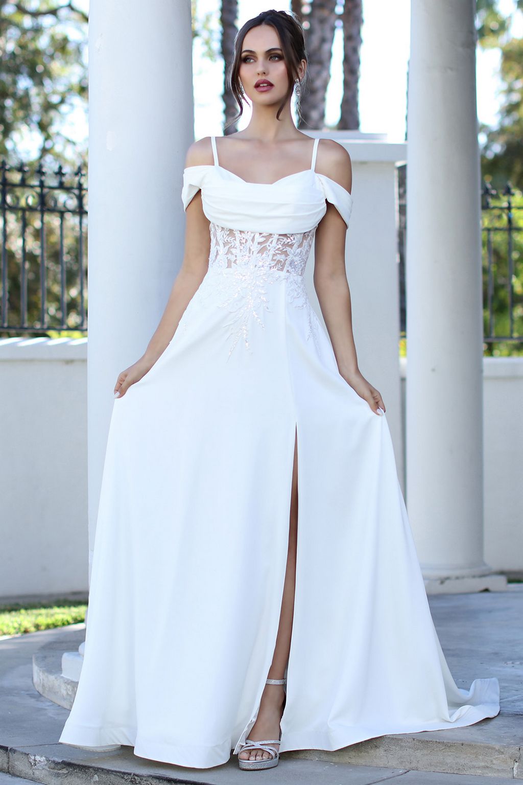 applique design dress Adora 3251 Off-Shoulder Lace Corset A-Line Gown This captivating a Turquoise Bridesmaid Dress Matte Color:BLUE ASH RCT-HERSHE-202431