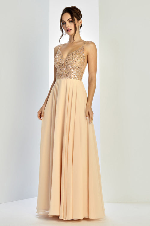 Prom Dresses Prom Long A Line Formal Sequin Dress Champagne