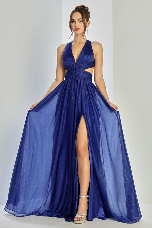 Prom Dresses Glitter Long Formal A Line Prom  Dress Royal Blue