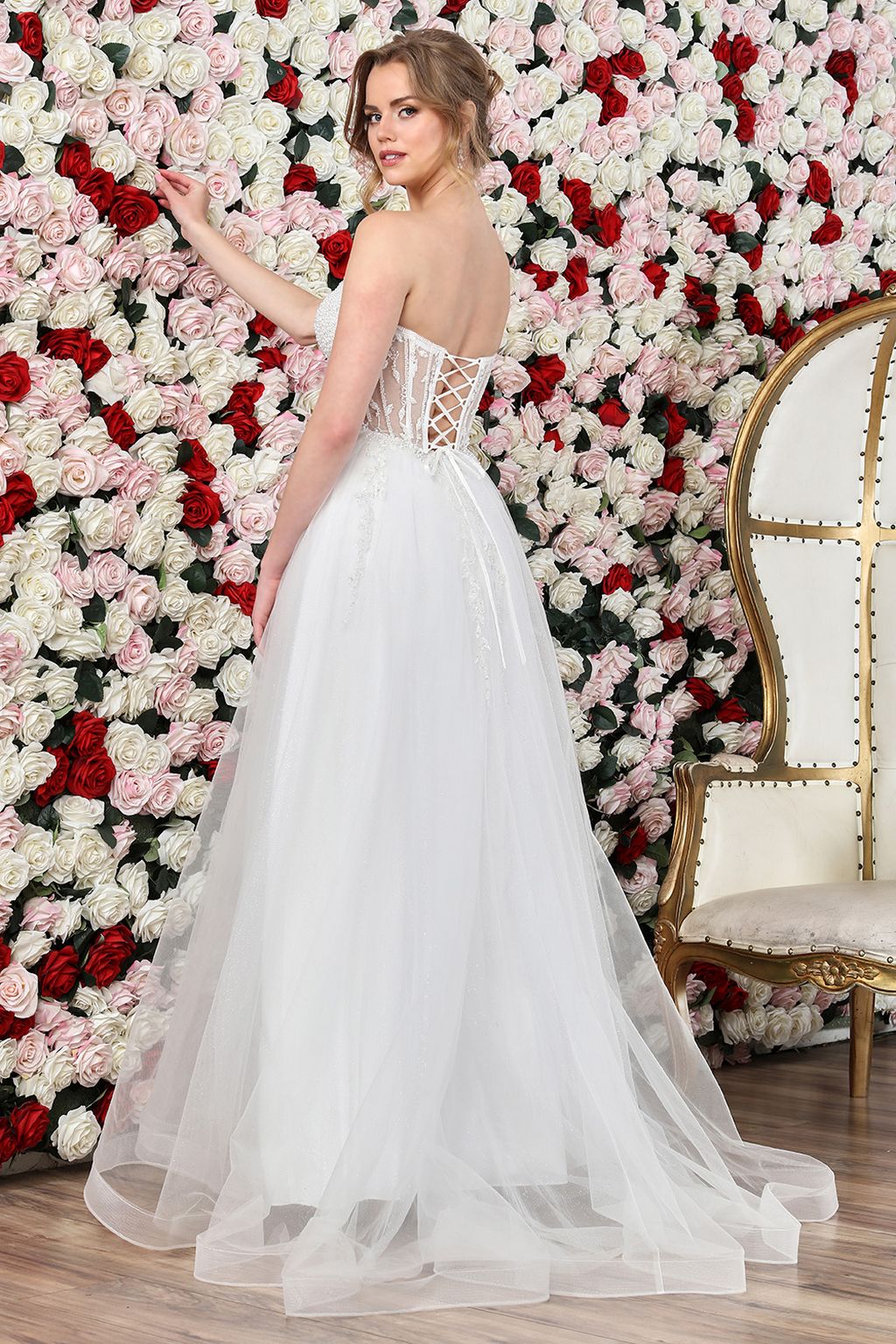 Wedding Dresses Long Bridal Gown Beaded A Line Wedding Dress Off White