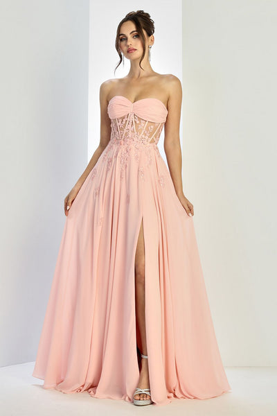 Prom Dresses Prom Long A Line Corset Slit Formal Dress Red