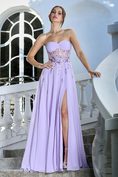 Prom Dresses Prom Long A Line Corset Slit Formal Dress Red