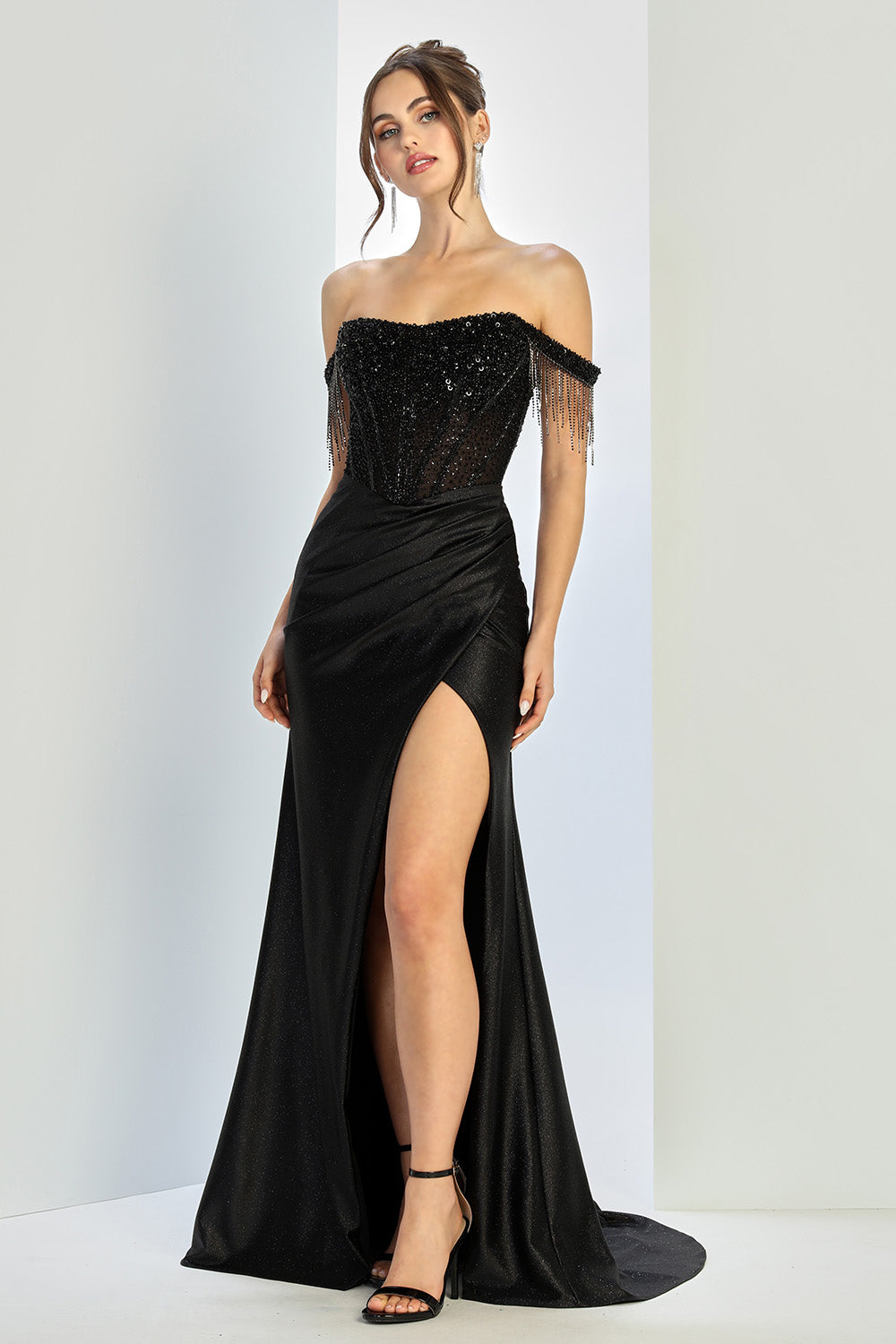 off shoulder sequin corset formal dress product info and reviews Long Formal Metallic Corset Off Shoulder Glitter Prom Dress