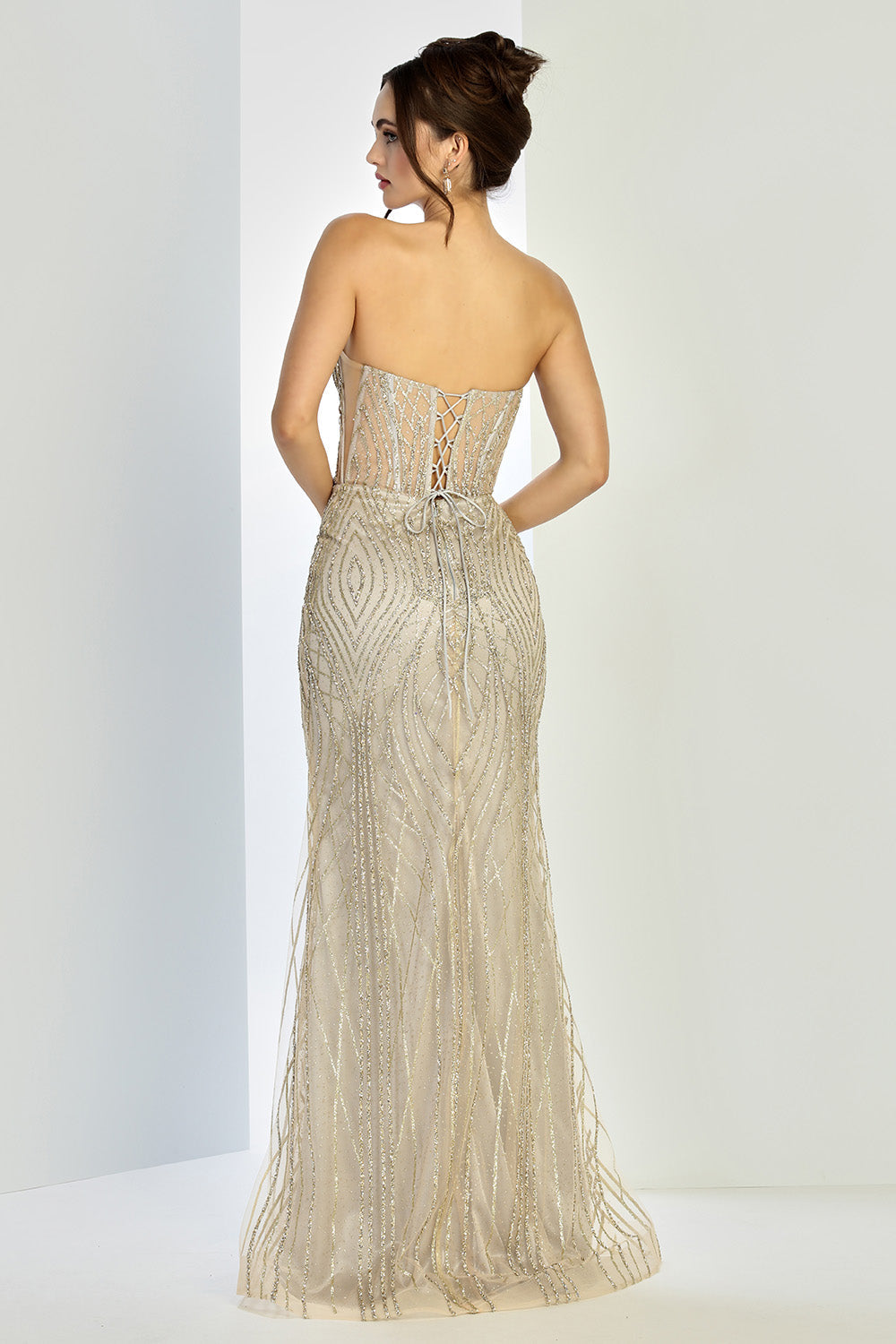 Prom Dresses Beaded Prom Long Formal Evening Fitted Dress Rose Gold