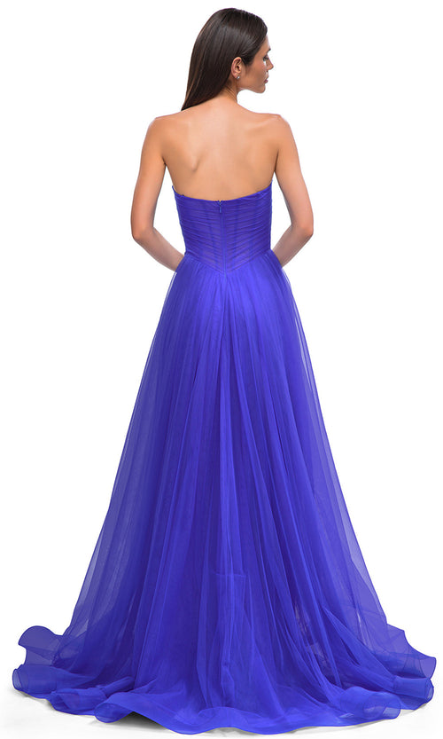 La Femme 32789 Criss Cross Ruched Bodice A-Line Prom Gown