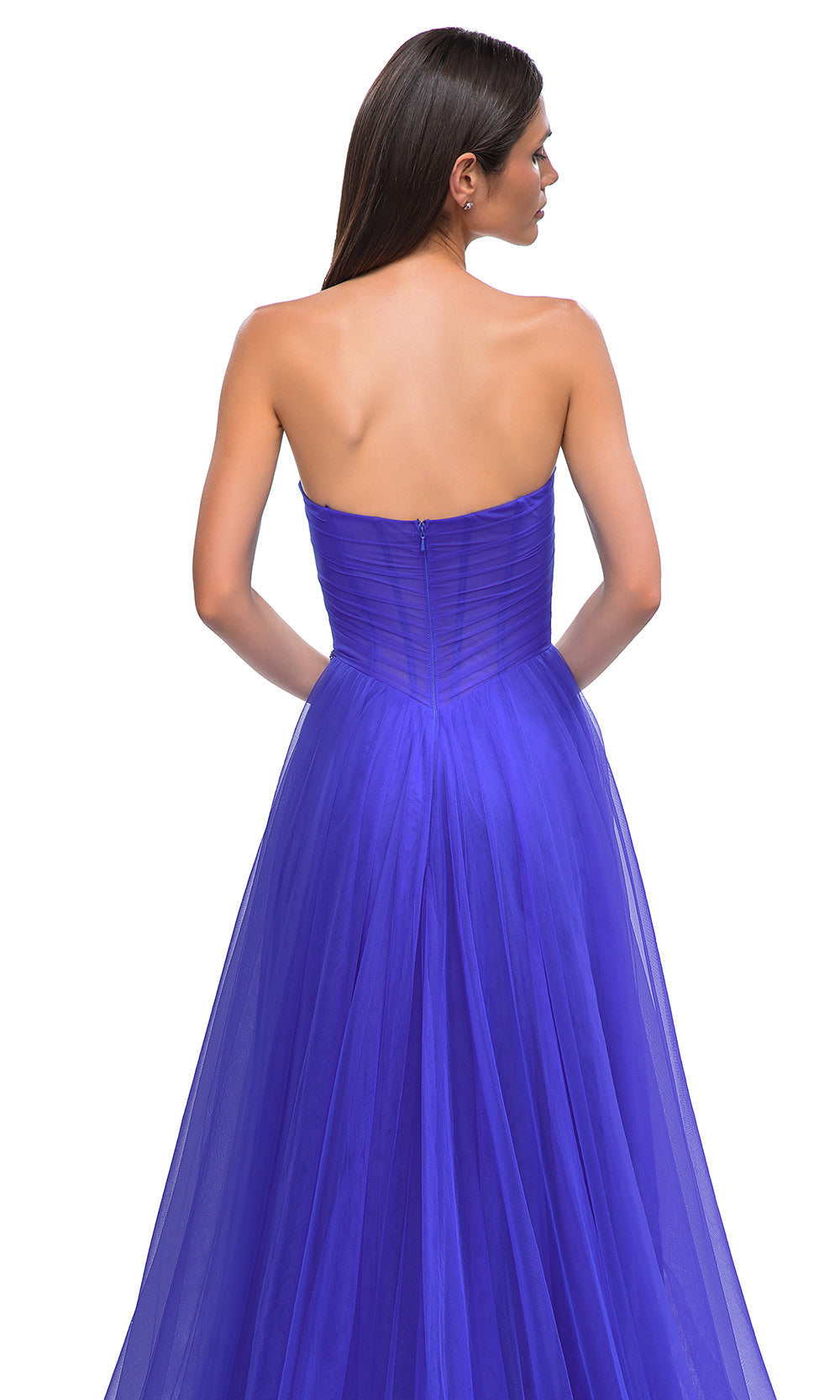 La Femme 32789 Criss Cross Ruched Bodice A-Line Prom Gown