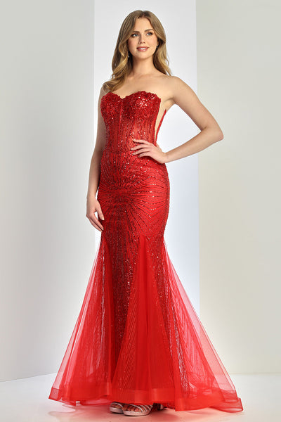 Prom Dresses Prom Long Mermaid Beaded Formal Dress Red