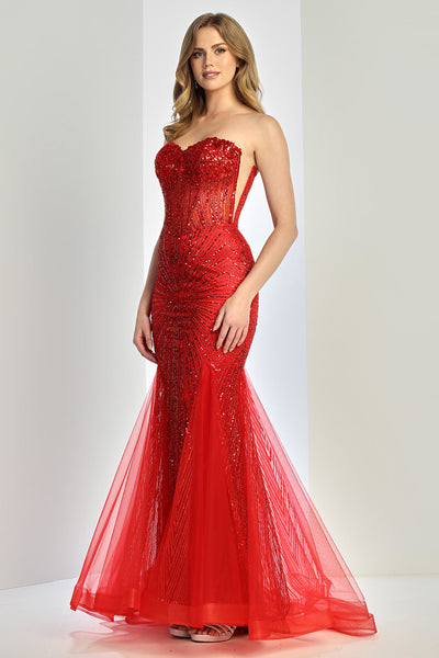 Prom Dresses Prom Long Mermaid Beaded Formal Dress Red