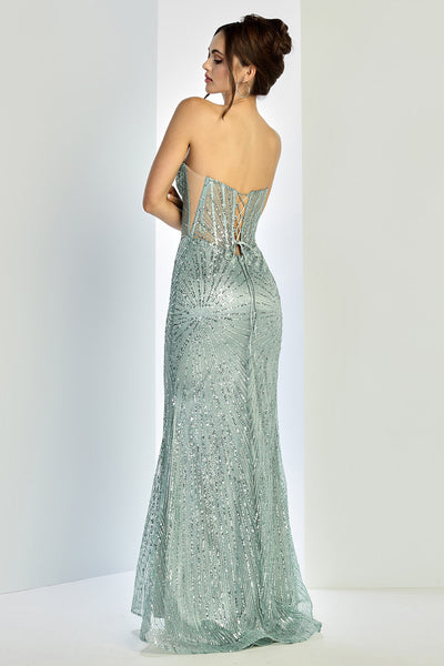 Prom Dresses Prom Long Corset Mermaid Formal Dress Silver Nude