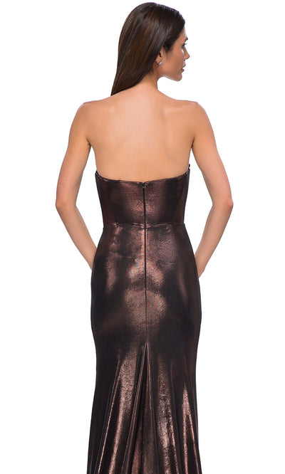 La Femme 32828 Brushed Metallic Strapless Prom Gown
