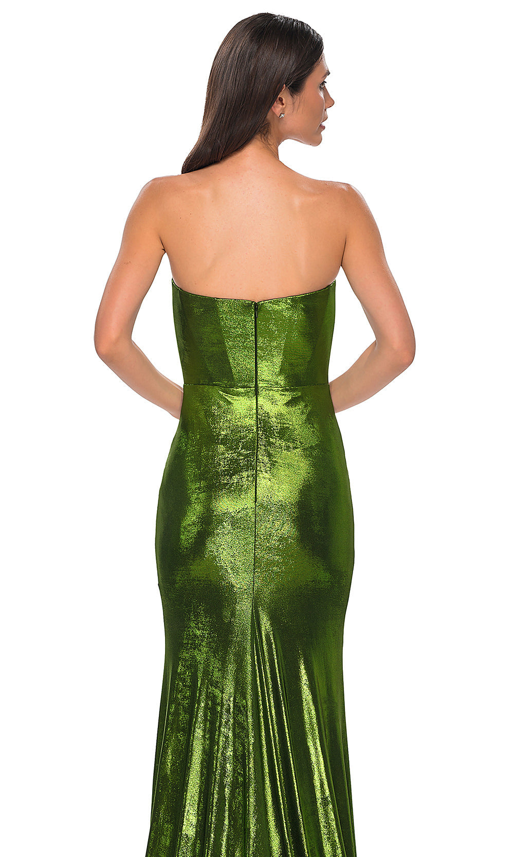 La Femme 32828 Brushed Metallic Strapless Prom Gown