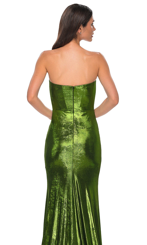 La Femme 32828 Brushed Metallic Strapless Prom Gown