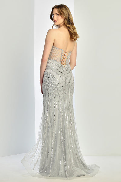 Prom Dresses Prom Fitted Long Formal Beaded Dress Silver