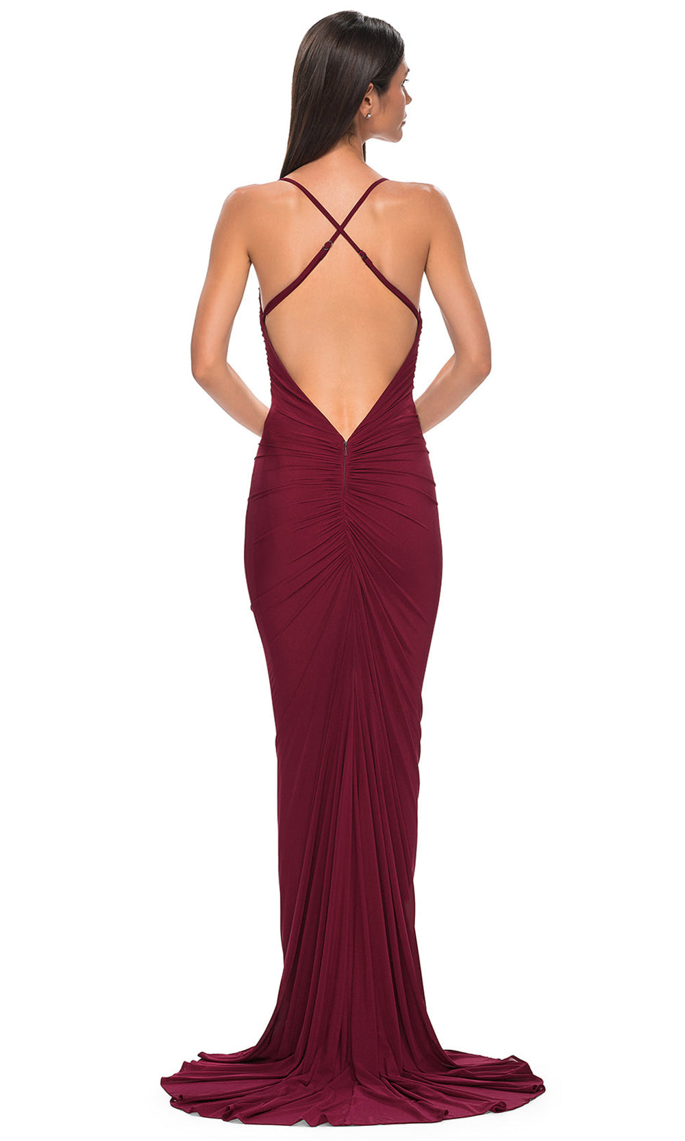 La Femme 32834 Sleeveless Net Jersey Prom Gown
