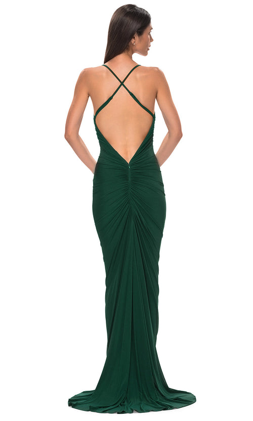 La Femme 32834 Sleeveless Net Jersey Prom Gown