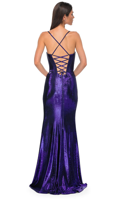 La Femme 32877 Brushed Metallic Jersey Sleeveless Prom Gown