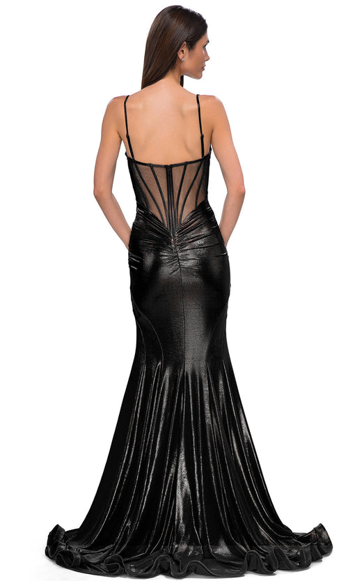 La Femme 32897 Draped Sweetheart Neck Metallic Mermaid Prom Gown