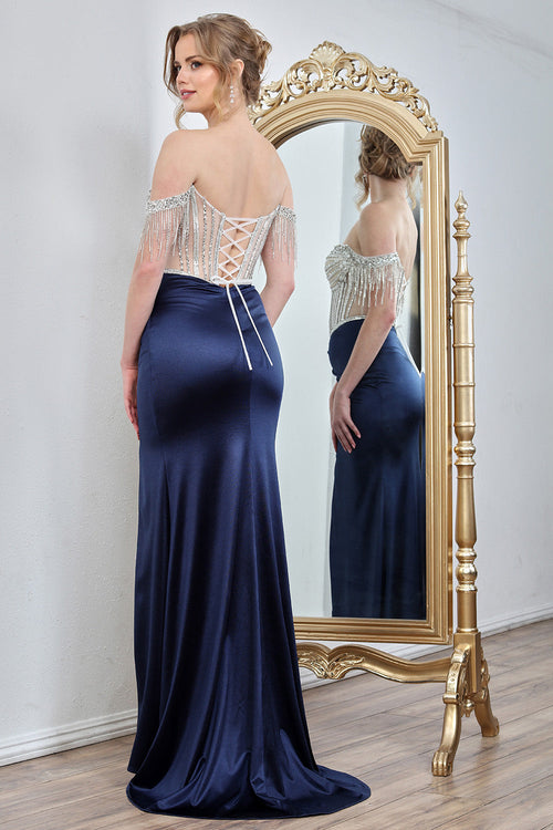 Prom Dresses Prom Long Fitted Corset Formal Beaded Dress Bronze