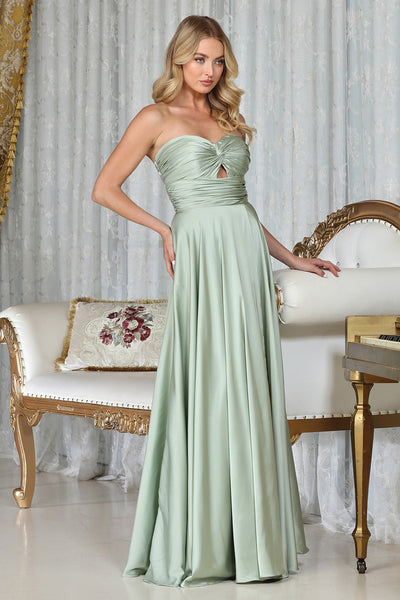 Prom Dresses A Line Prom Long Formal Pleated Dress Sage