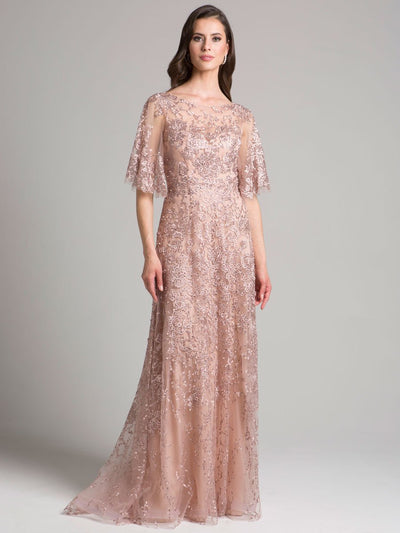 Lara 33277 Cape Sleeve Embroidered Mother of the Bride Dress