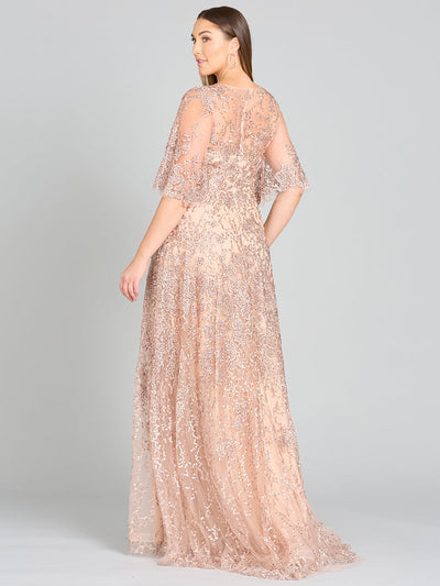 Lara 33277 Cape Sleeve Embroidered Mother of the Bride Dress