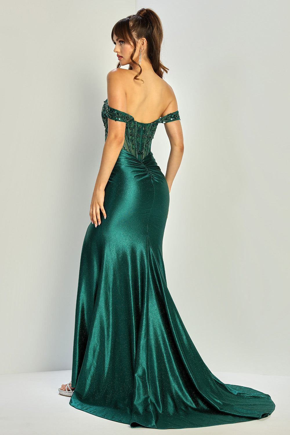 Prom Dresses Prom Long Formal Beaded Corset Evening Gown Emerald