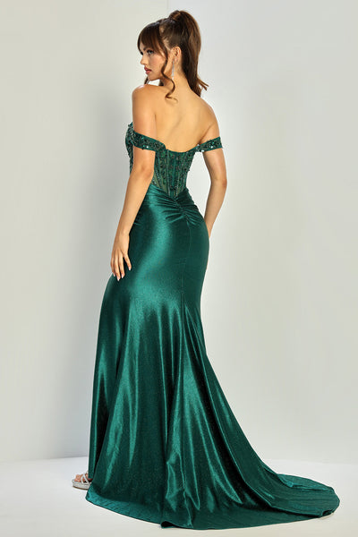 Prom Dresses Prom Long Formal Beaded Corset Evening Gown Emerald