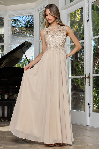 Formal Dresses Long A Line Beaded Evening Formal Dress Adora Design 3344 Champagne
