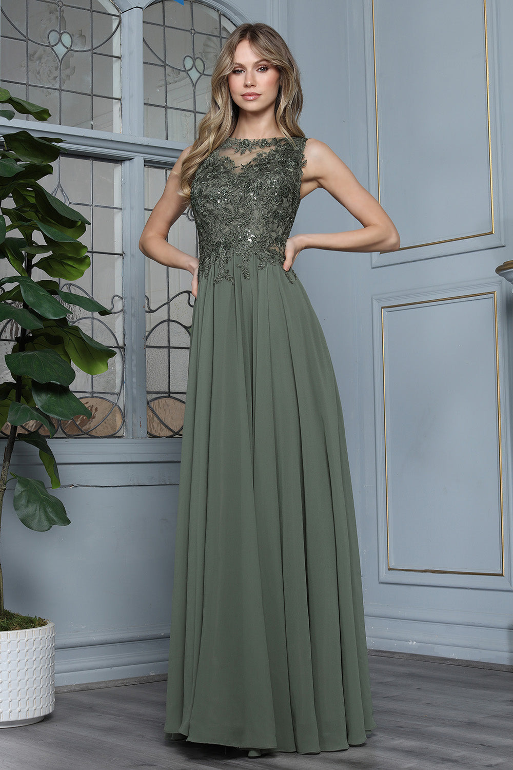 Long A Line Beaded Evening Formal Dress Adora Design 3344
