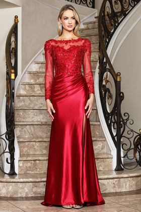 Long Sleeve Beaded Formal Mother of the Bride Dress Adora Design 3348