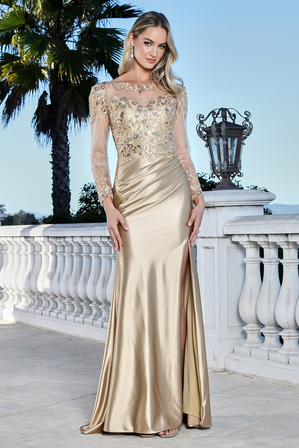 Long Sleeve Beaded Formal Mother of the Bride Dress Adora Design 3348
