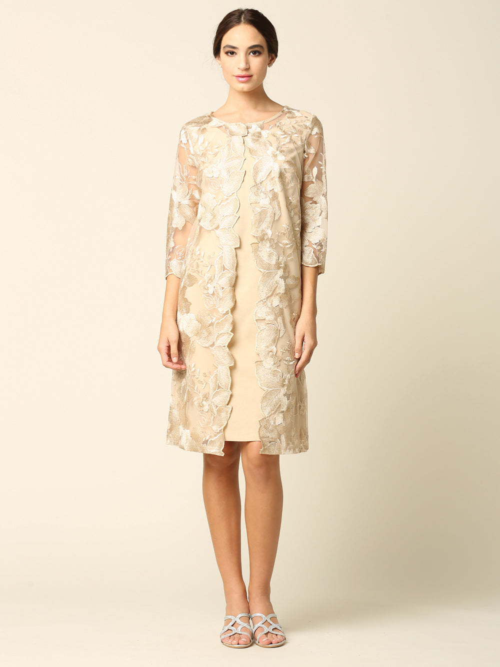 Eva USA 3351 Lace 3/4 Sleeve Mother of the Bride Dress
