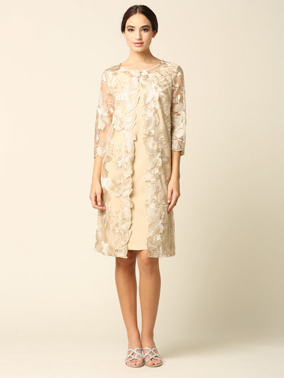Eva USA 3351 Lace 3/4 Sleeve Mother of the Bride Dress