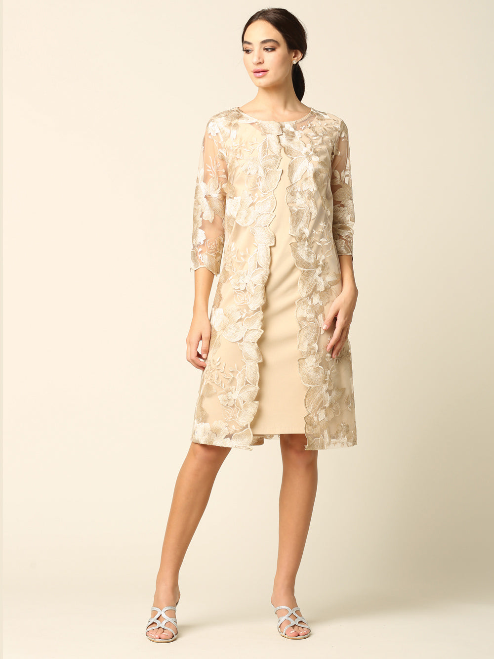 Eva USA 3351 Lace 3/4 Sleeve Mother of the Bride Dress