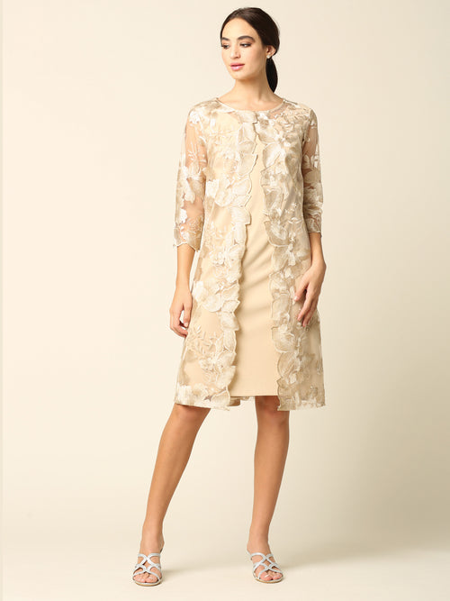 Eva USA 3351 Lace 3/4 Sleeve Mother of the Bride Dress