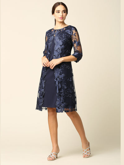 Eva USA 3351 Lace 3/4 Sleeve Mother of the Bride Dress