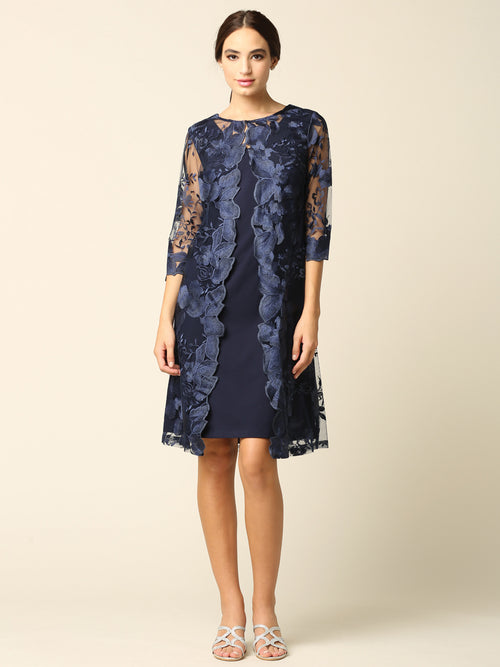 Eva USA 3351 Lace 3/4 Sleeve Mother of the Bride Dress