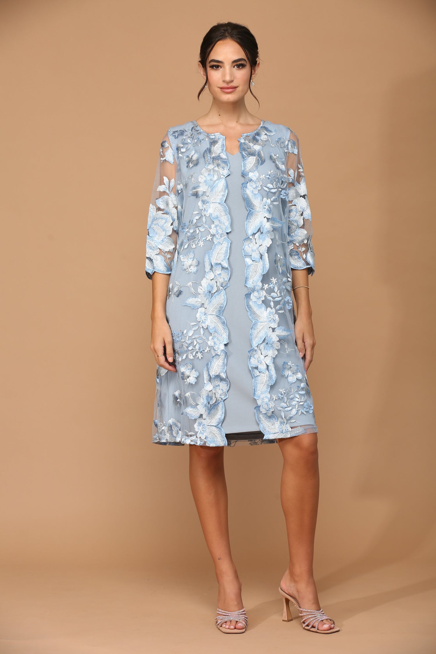 Eva USA 3351 Lace 3/4 Sleeve Mother of the Bride Dress