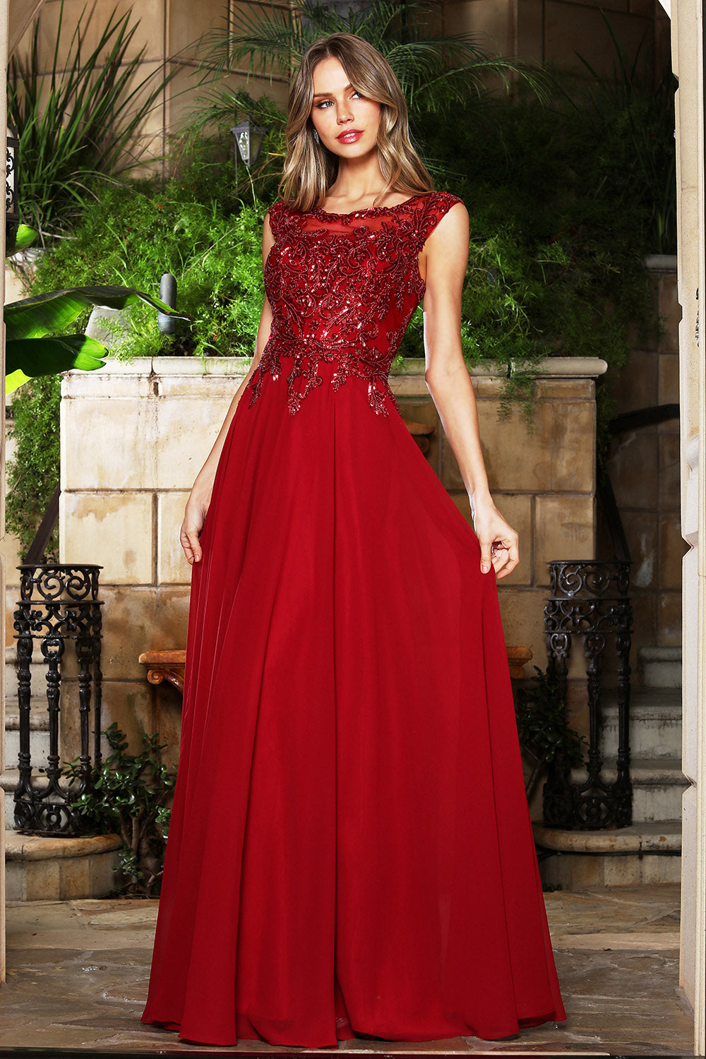 Long Formal A Line Beaded Prom Dress Adora Design 3353