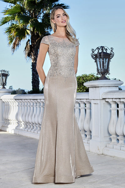 Mother of the Bride Dresses Long Formal Beaded Mermaid Mother of the Bride Dress Adora Design 3355 Champagne