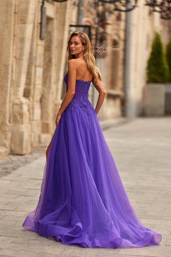 La Femme 33551 Lace Appliqué A-Line Layered Gown