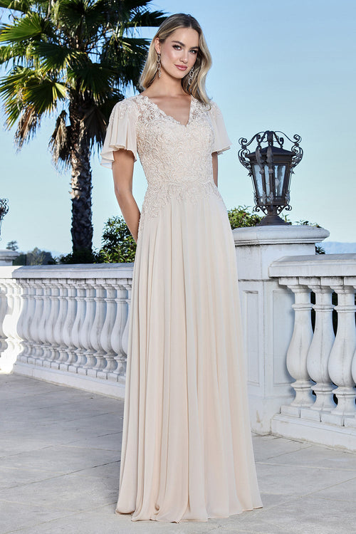 Mother of the Bride Dresses Formal Long Beaded Mother of the Bride Dress Adora Design 3356 Champagne