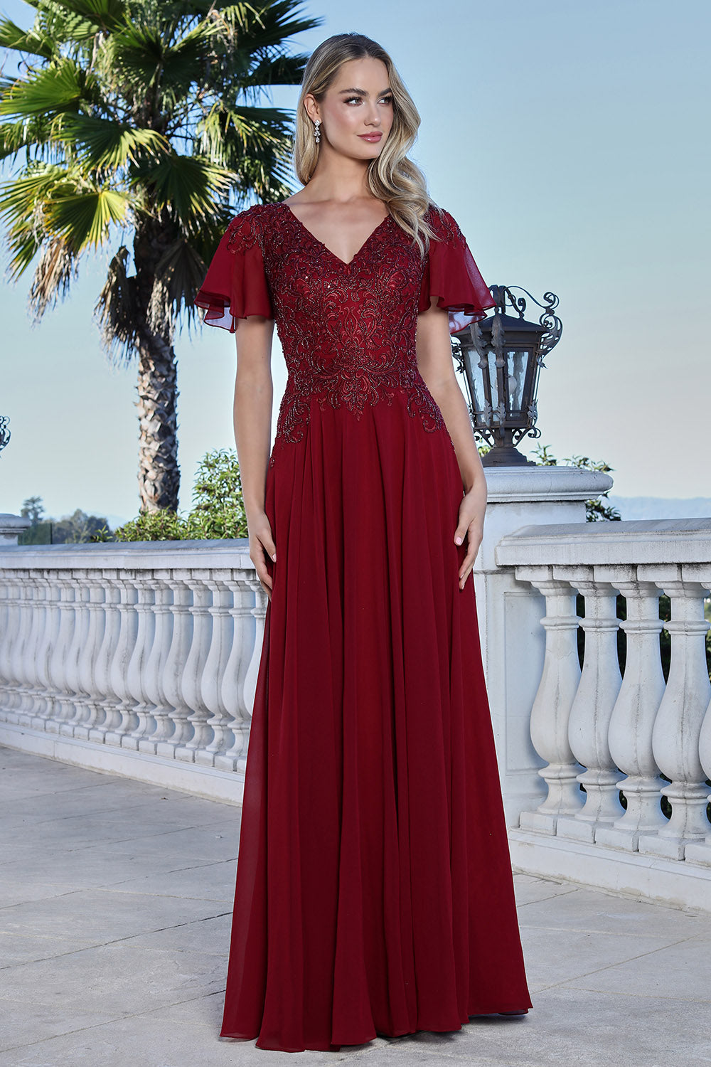 Mother of the Bride Dresses Formal Long Beaded Mother of the Bride Dress Adora Design 3356 Burgundy