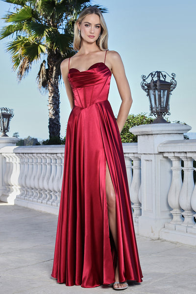 Long Formal Pleated Evening Prom Dress Adora Design 3368