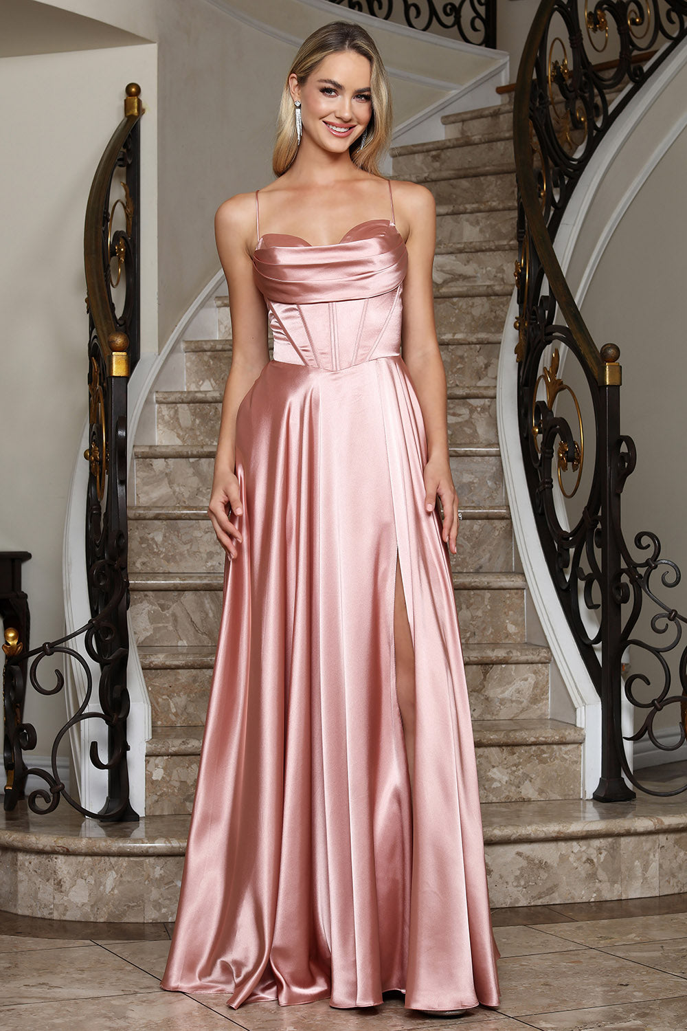 Prom Dresses Long Formal Pleated Evening Prom Dress Adora Design 3368 Rose
