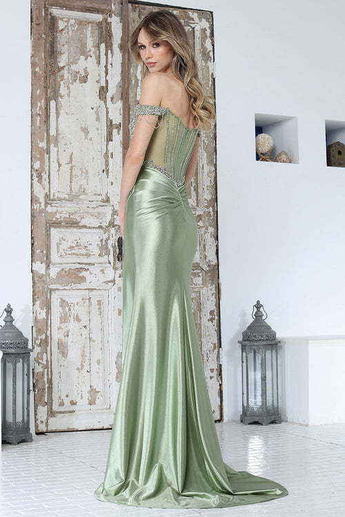 Long Formal Beaded Corset Prom Dress Adora Design 3370