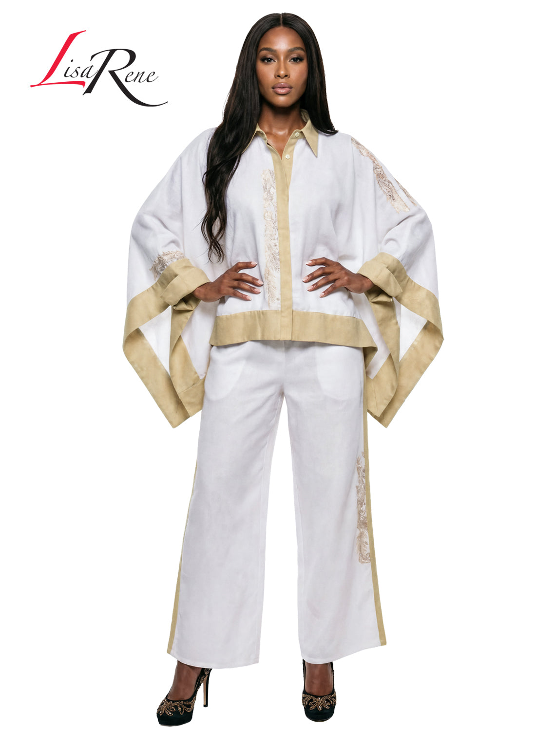 Tesoro Moda WHITE/KHAKI Lisa Rene' Suits