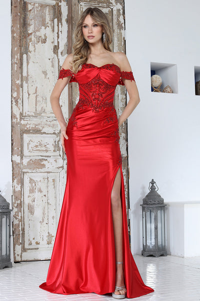 Long Formal Slit Corset Prom Dress Adora Design 3376