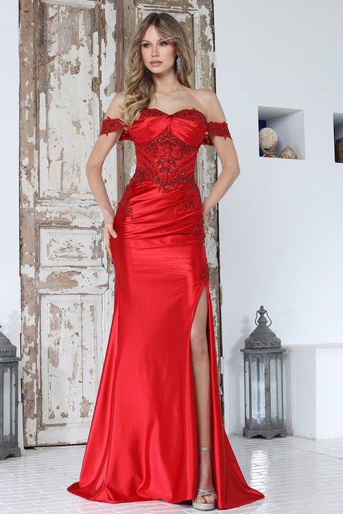 Long Formal Slit Corset Prom Dress Adora Design 3376
